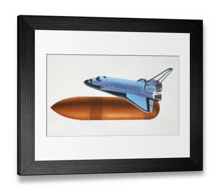 Framed Print : Fuel tank separating from space shuttle after liftoff, side view Framed Print : Fuel tank separating from space shuttle after liftoff, side view