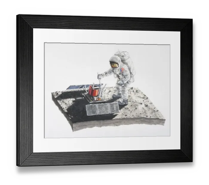 Framed Print : Astronaut taking a reading from a machine Framed Print : Astronaut taking a reading from a machine