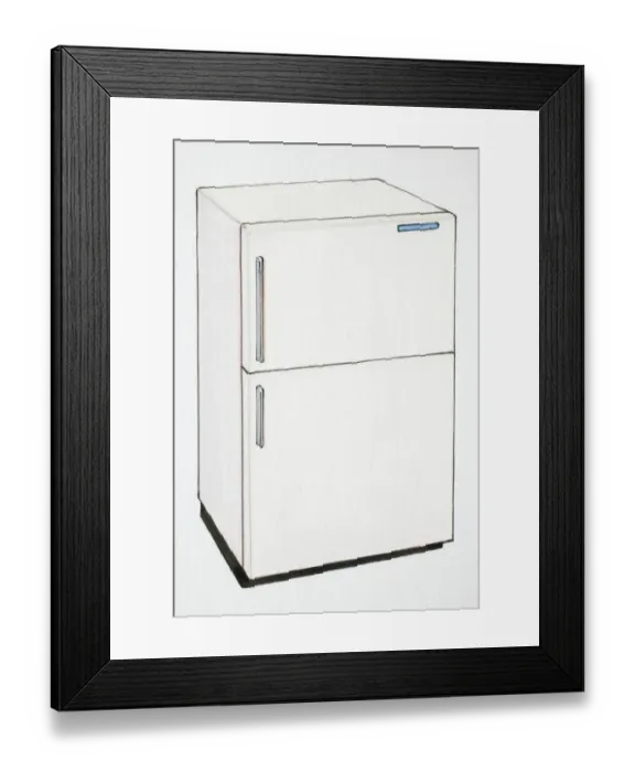 Framed Print : Artwork of a two door refrigerator Framed Print : Artwork of a two door refrigerator