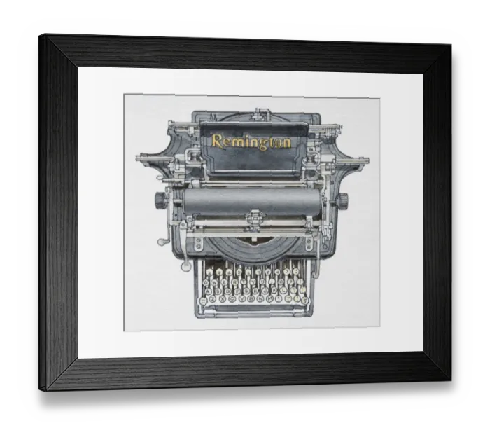 Framed Print : 1874 typewriter, front view Framed Print : 1874 typewriter, front view