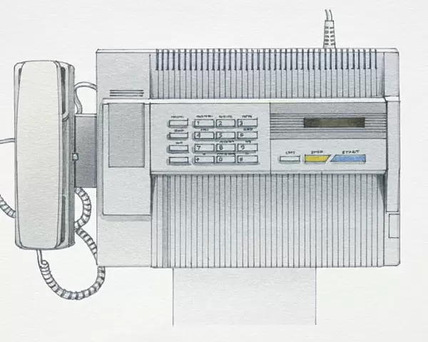 Modern fax-answering machine, front view