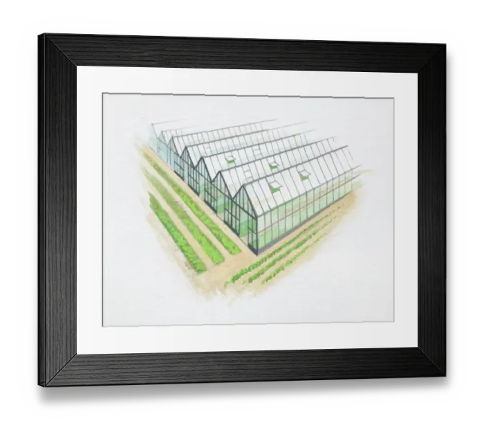 Framed Print : Row of greenhouses Framed Print : Row of greenhouses
