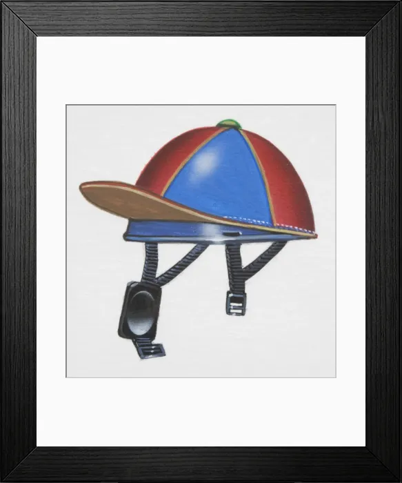 Framed Print : Red and blue endurance hat for horse riding Framed Print : Red and blue endurance hat for horse riding
