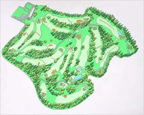 Illustrated map of Augusta National Golf Course, Augusta, Georgia, USA