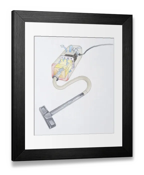 Framed Print : Sectioned view of Vacuum Cleaner showing Air Flow Framed Print : Sectioned view of Vacuum Cleaner showing Air Flow