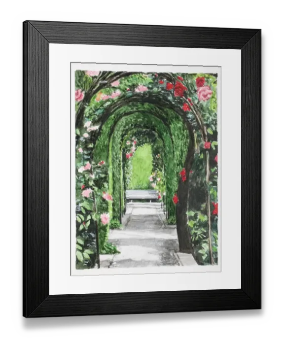 Framed Print : Rose-covered bower, front view Framed Print : Rose-covered bower, front view