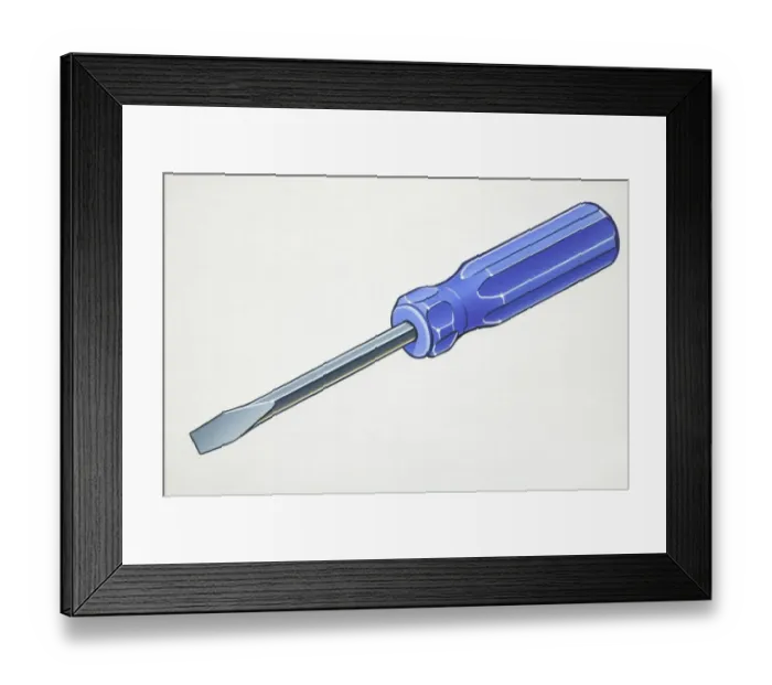 Framed Print : Artwork of a blue handled screwdriver Framed Print : Artwork of a blue handled screwdriver