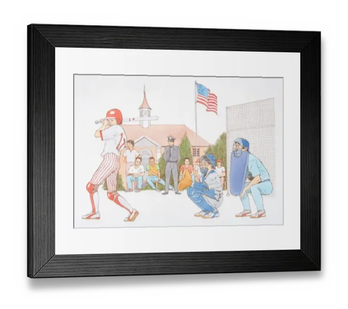 Framed Print : Children playing Baseball Framed Print : Children playing Baseball