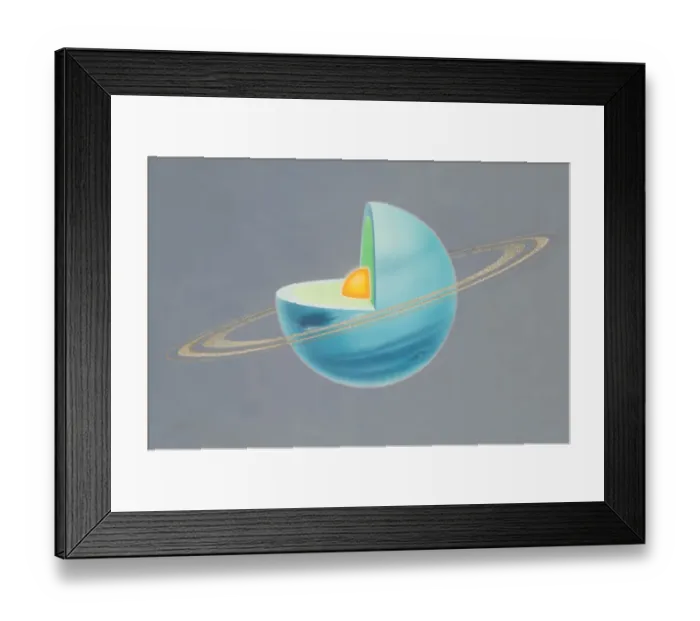 Framed Print : Diagram of planet Neptune with quarter of sphere removed to reveal subterranean layers, front view Framed Print : Diagram of planet Neptune with quarter of sphere removed to reveal subterranean layers, front view
