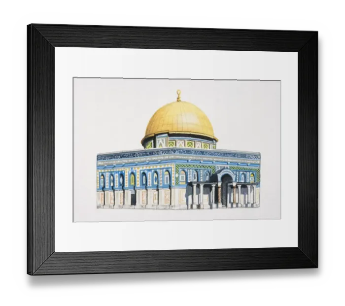 Framed Print : Artwork of the Dome of the Rock mosque in Jerusalem