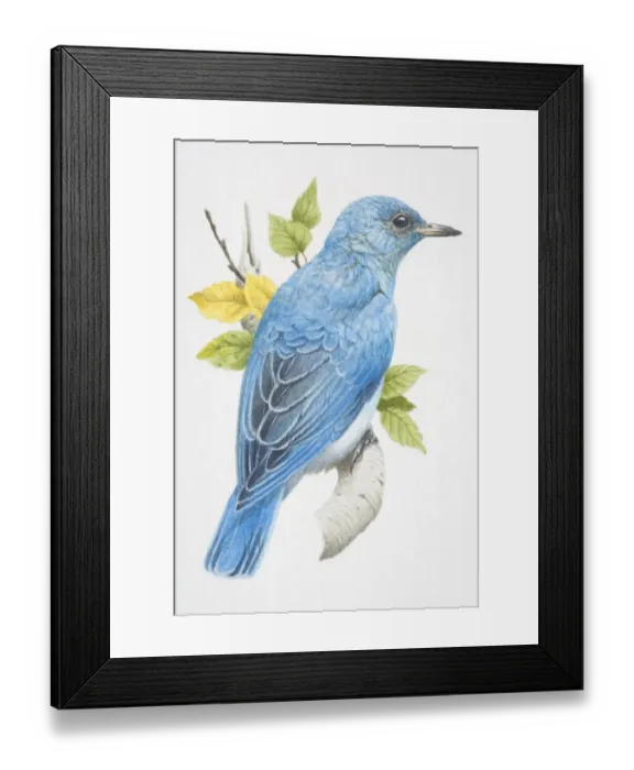 Framed Print : Mountain Bluebird, sialia currucoides, turquoise blue bird sitting on a branch Framed Print : Mountain Bluebird, sialia currucoides, turquoise blue bird sitting on a branch