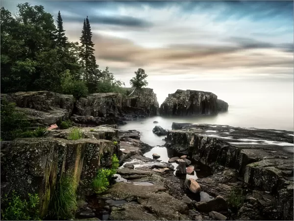 A long exposure on the coast of Lake Superior, near Grand Marais, Minnesota