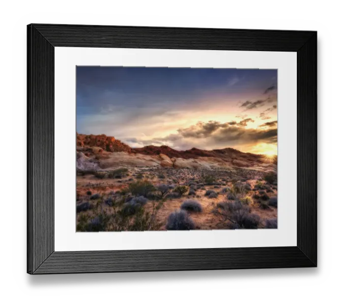 Framed Print : Sunset at Valley of Fire State Park, Nevada, USA Framed Print : Sunset at Valley of Fire State Park, Nevada, USA