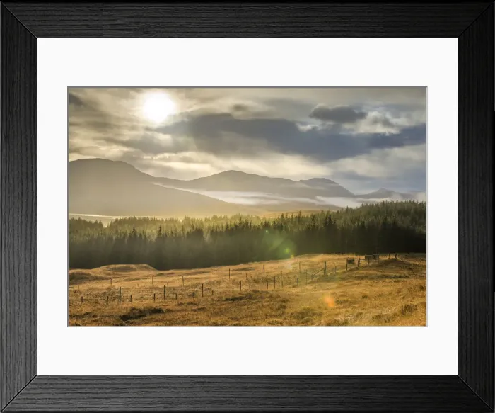 Framed Print : Dramatic sunset with atmospheric clouds over the mountainous Scottish landscape Framed Print : Dramatic sunset with atmospheric clouds over the mountainous Scottish landscape