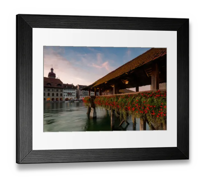 Framed Print : Chapel Bridge Flowers