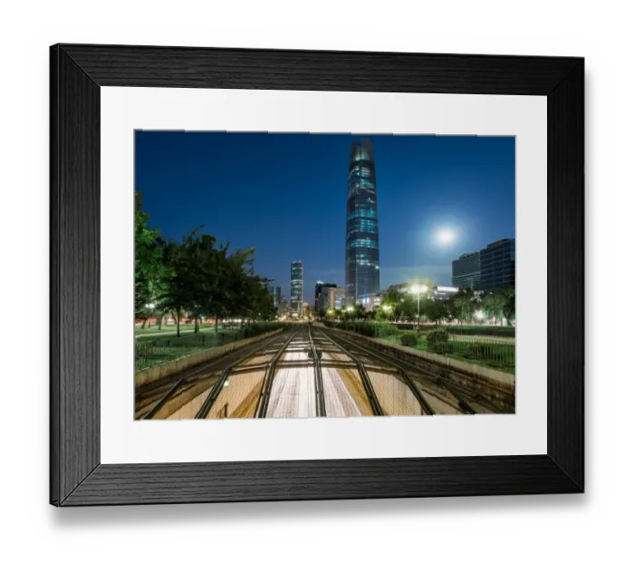 Framed Print : Moonrise over the Gran Torre Santiago Framed Print : Moonrise over the Gran Torre Santiago