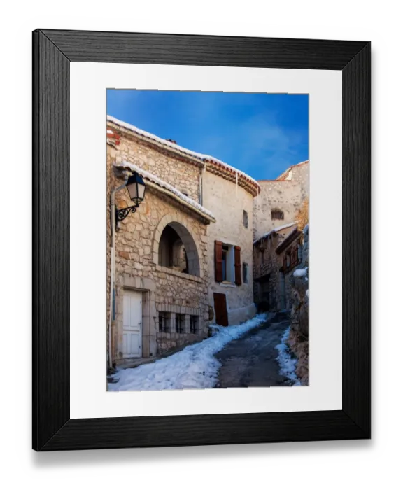 Framed Print : Medieval village in winter Framed Print : Medieval village in winter