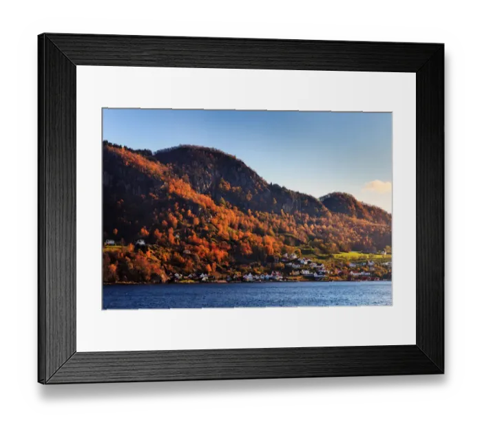 Framed Print : Norwegian fjord village drenched in autumn Framed Print : Norwegian fjord village drenched in autumn