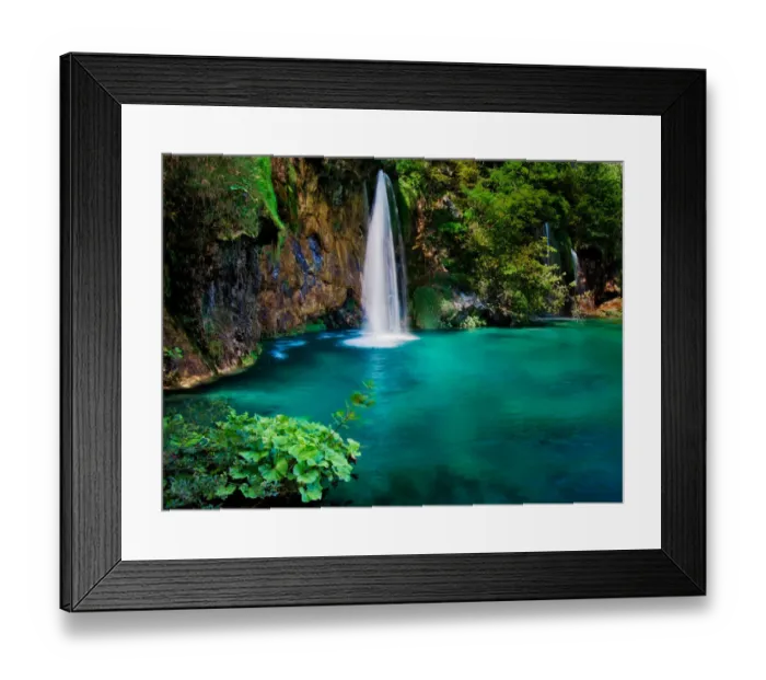 Framed Print : Paradise. A waterfall drops into a tranquil, turquoise pool at Plitvice Framed Print : Paradise. A waterfall drops into a tranquil, turquoise pool at Plitvice