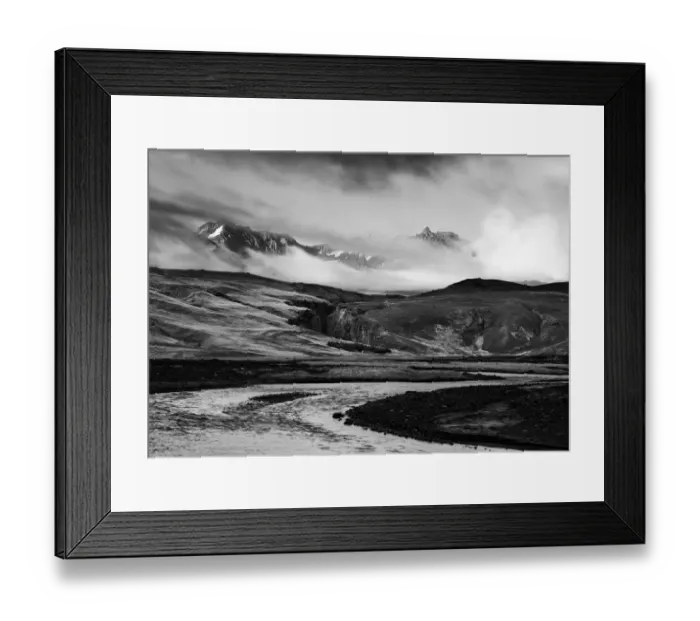 Framed Print : Clouds descend over dramatic Myrdalsjokull Framed Print : Clouds descend over dramatic Myrdalsjokull