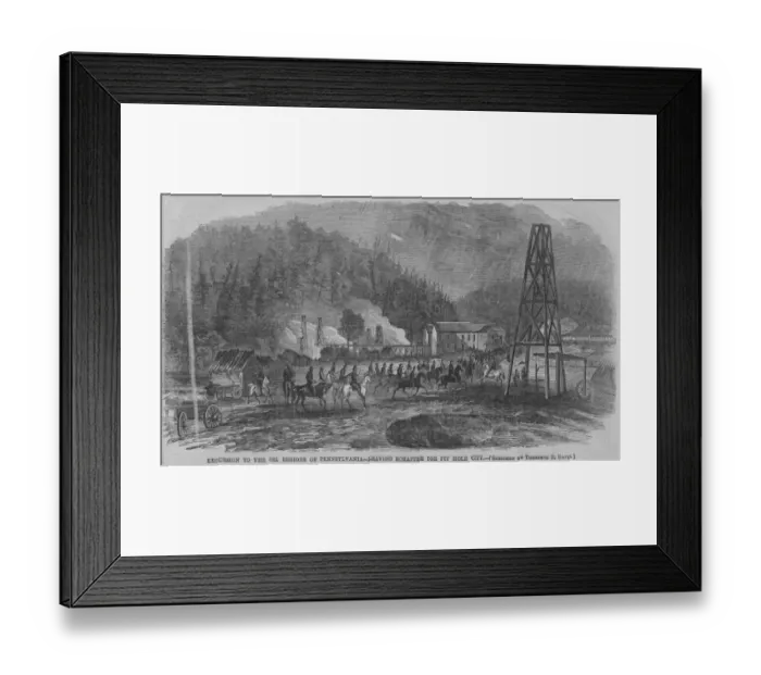 Framed Print : Oil Wells. Illustration of the oil regions of Pennsylvania