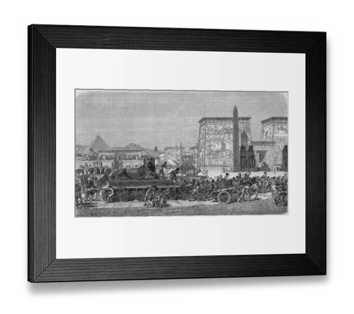 Framed Print : Moving A Stone Lion Framed Print : Moving A Stone Lion