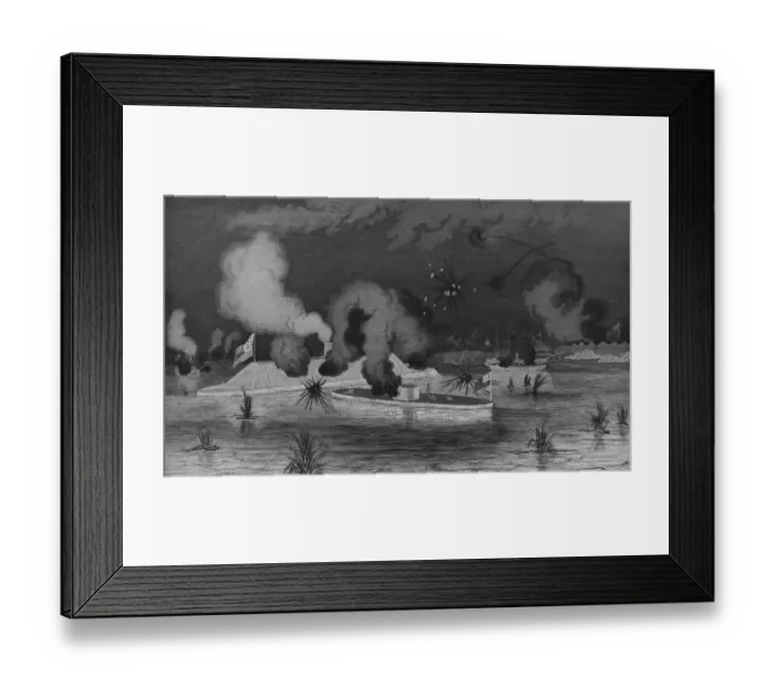 Framed Print : Battle Between The Monitor & Merrimack In The Civil War