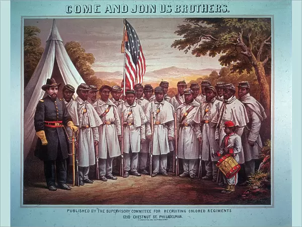 Illustration Of Black Union Regiment, Civil War, 1860s