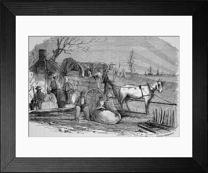 Framed Print : Slaves Escaping To Union Territory, 1860s Framed Print : Slaves Escaping To Union Territory, 1860s