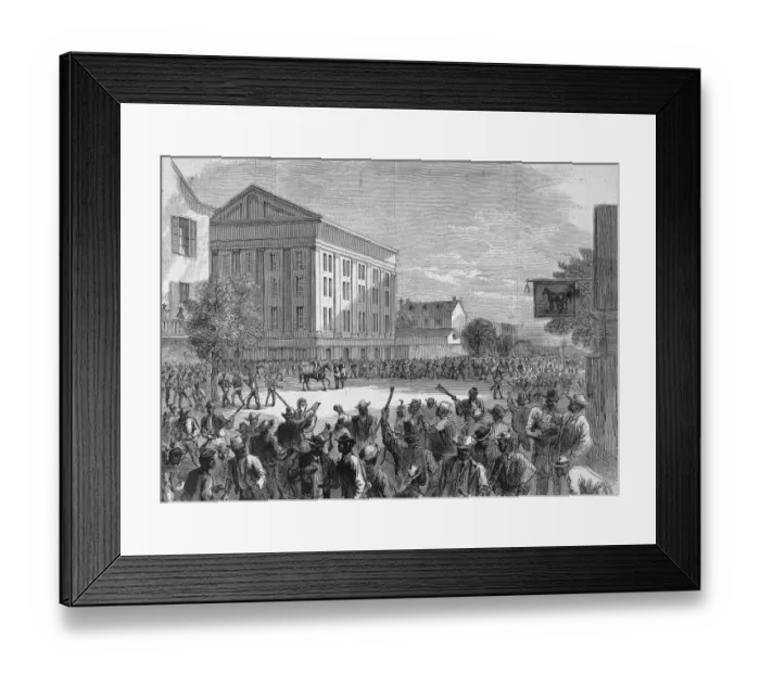 Framed Print : Soldiers Dispese Black Riots, VA, 1867 Framed Print : Soldiers Dispese Black Riots, VA, 1867