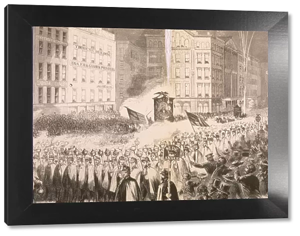 Demonstration for Lincoln in Park Row, NYC, 1860