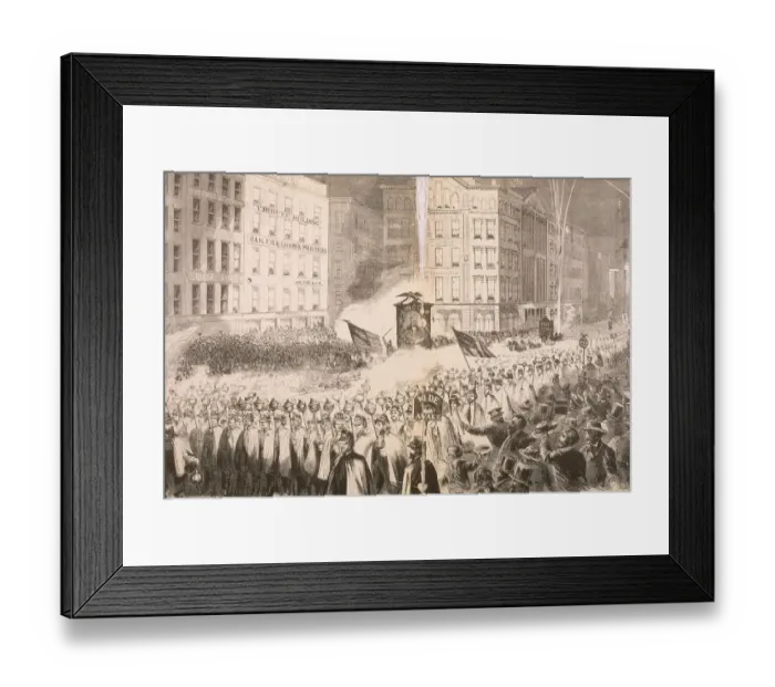 Framed Print : Demonstration for Lincoln in Park Row, NYC, 1860 Framed Print : Demonstration for Lincoln in Park Row, NYC, 1860