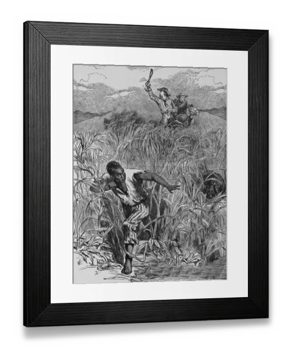 Framed Print : Engraving of Slave Escape, Mid-19th Century