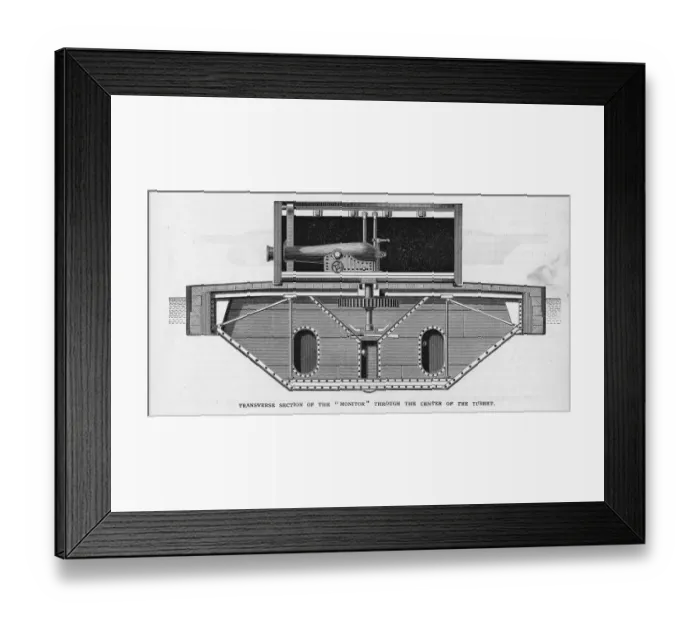 Framed Print : Engraving of Naval Vessel Monitor Framed Print : Engraving of Naval Vessel Monitor
