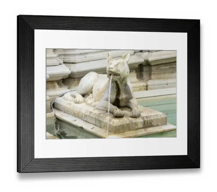 Framed Print : Fountain. Sculptures on beautiful fountain on Piazza del Campo, Siena Framed Print : Fountain. Sculptures on beautiful fountain on Piazza del Campo, Siena