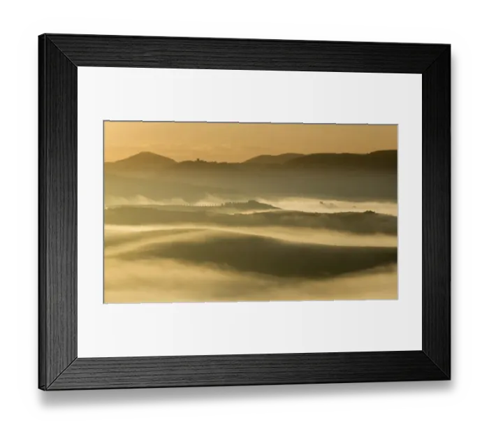 Framed Print : Soft Mist. Mist hills at Dawn. San Quirico d Orcia is a comune (municipality)of c Framed Print : Soft Mist. Mist hills at Dawn. San Quirico d Orcia is a comune (municipality)of c