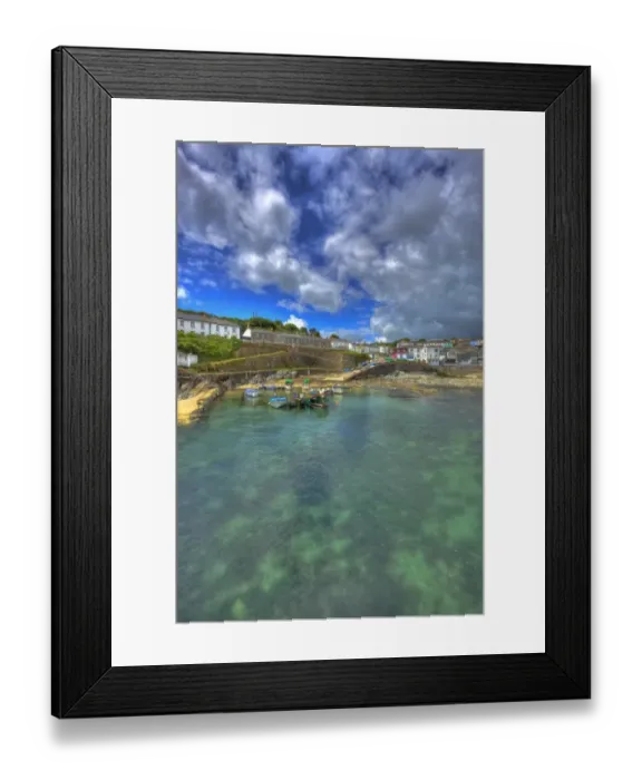 Framed Print : Two Tone. The village of Porthscatho Cornwall Framed Print : Two Tone. The village of Porthscatho Cornwall
