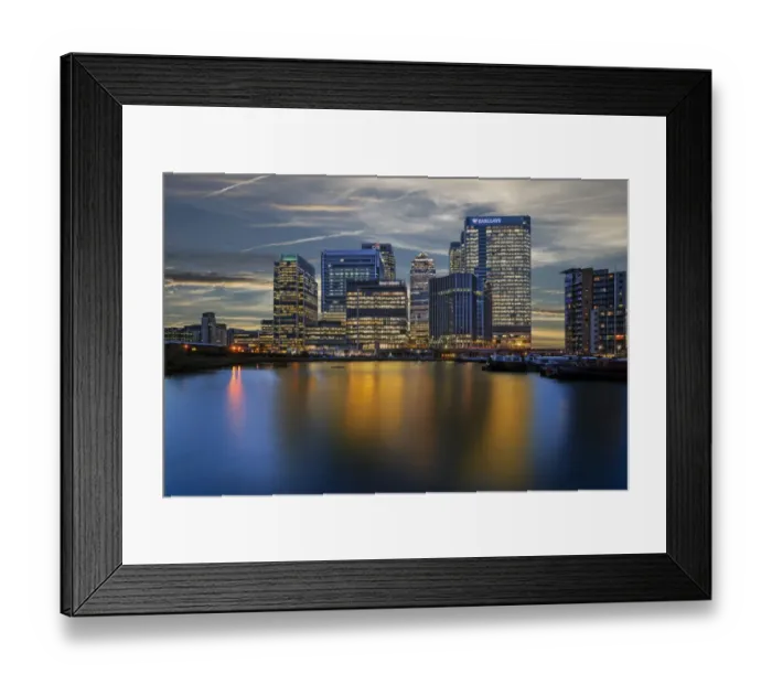 Framed Print : Awake. Long exposure image of the Canary Wharf financial district and its skyscrapers Framed Print : Awake. Long exposure image of the Canary Wharf financial district and its skyscrapers