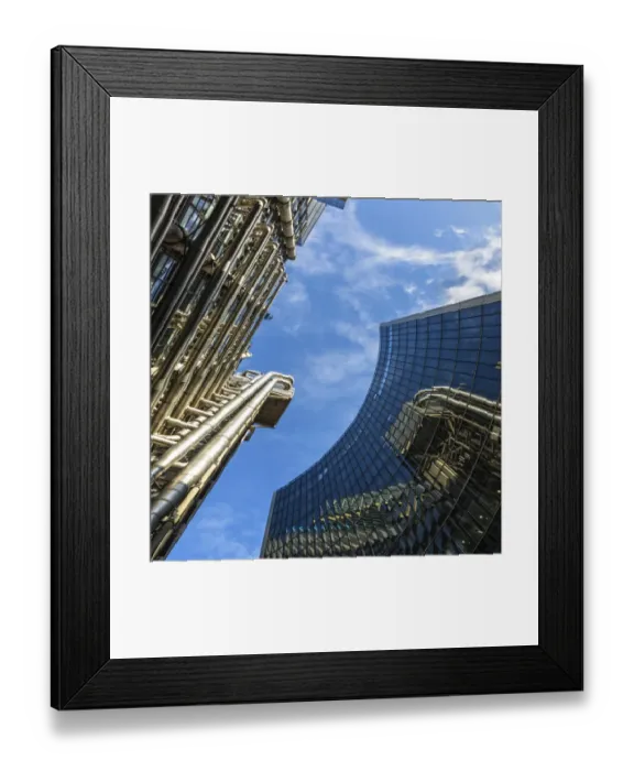 Framed Print : Balanced. UK, England, London, Low angle view of office buildings Framed Print : Balanced. UK, England, London, Low angle view of office buildings