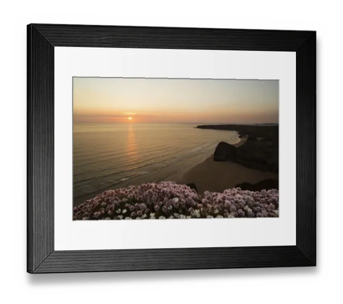 Framed Print : Glimmer. Looking over Bedruthan Steps north Cornwall Framed Print : Glimmer. Looking over Bedruthan Steps north Cornwall