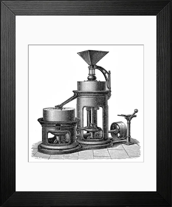Framed Print : Chocolate making machine, twin cocoa mil Framed Print : Chocolate making machine, twin cocoa mil