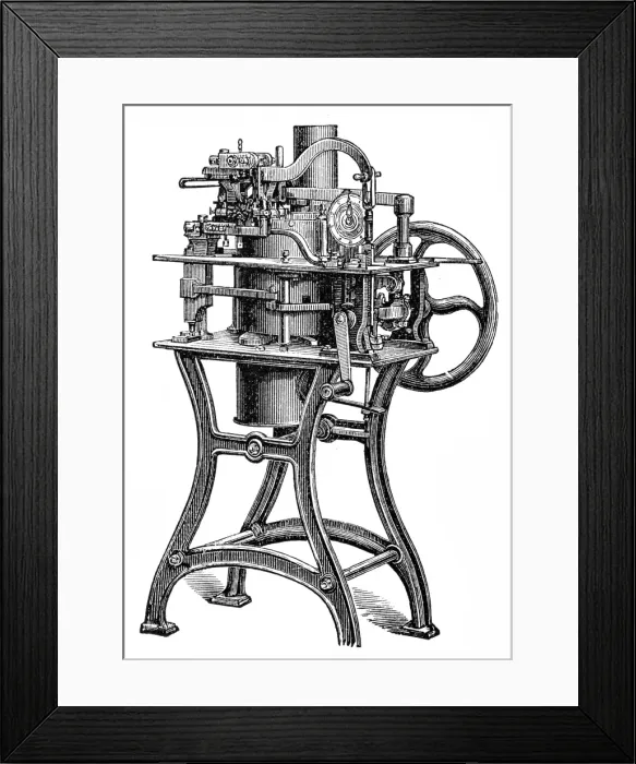 Framed Print : Machines for making metal letters used for printing, casting machine Framed Print : Machines for making metal letters used for printing, casting machine