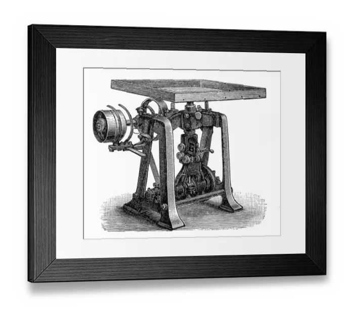 Framed Print : Chocolate making machine, table Framed Print : Chocolate making machine, table