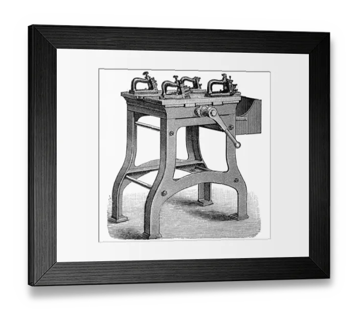Framed Print : Machines for making metal letters used for printing Framed Print : Machines for making metal letters used for printing