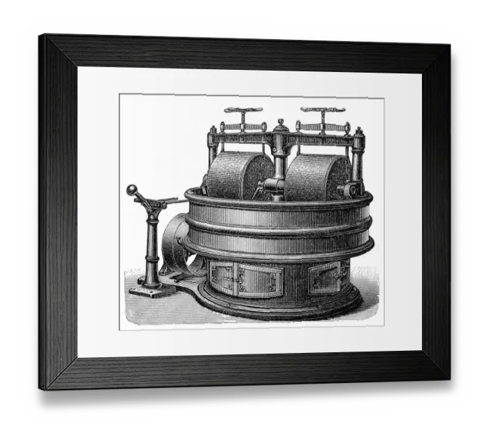 Framed Print : Chocolate making machine, melangeur Framed Print : Chocolate making machine, melangeur