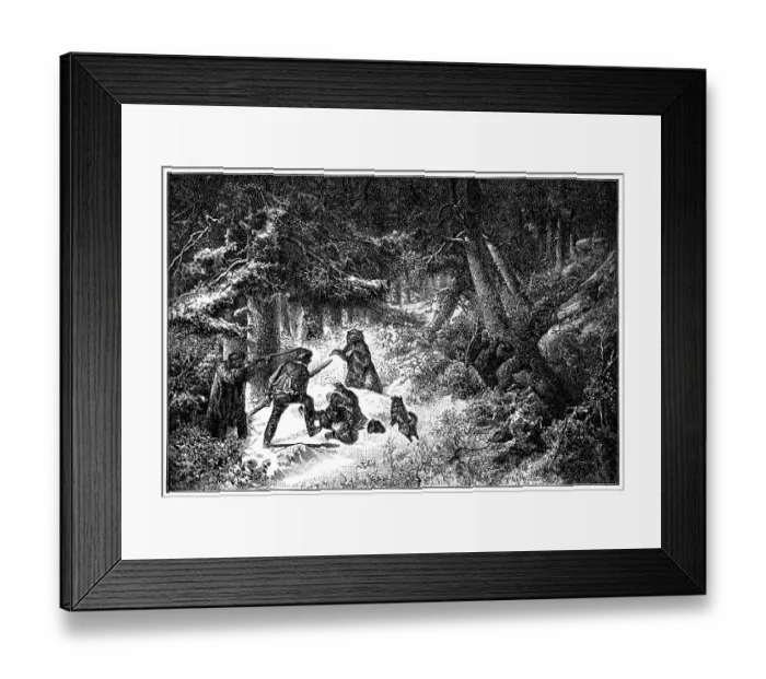 Framed Print : Bear-Hunting in the Winter, Alfred Wahlberg Framed Print : Bear-Hunting in the Winter, Alfred Wahlberg