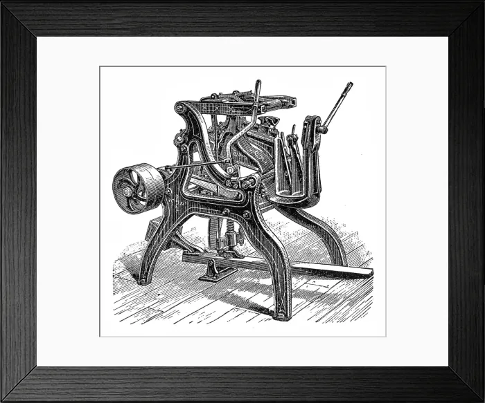 Framed Print : Footwear manufacturing, Sole Sleek machine