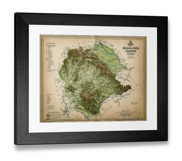 Framed Print : Belovar-koros, Croatio map from 1893 Framed Print : Belovar-koros, Croatio map from 1893