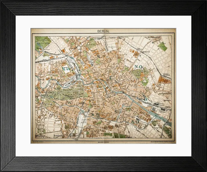 Framed Print : Map of Berlin 1893 Framed Print : Map of Berlin 1893