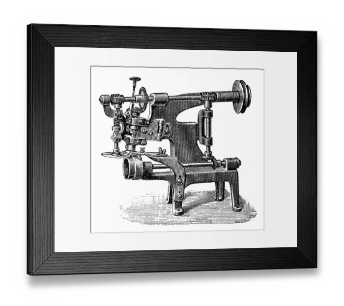 Framed Print : Footwear manufacturing, sharpening machine Framed Print : Footwear manufacturing, sharpening machine